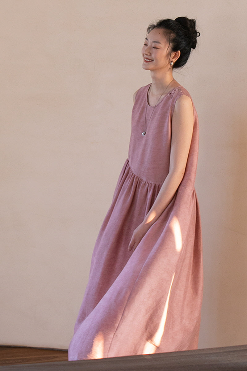 Embroidered Side-Slit Loose Dress