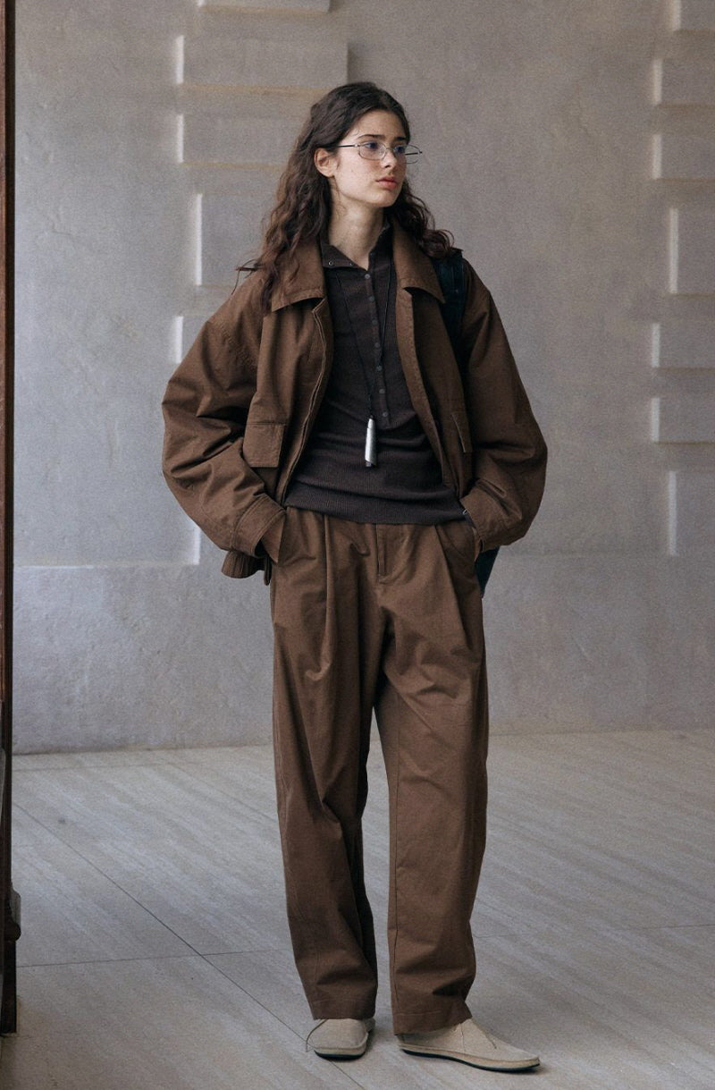 Pleated Curved Slacks