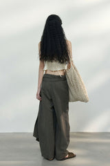 Lace-Up Wide-Leg Slacks