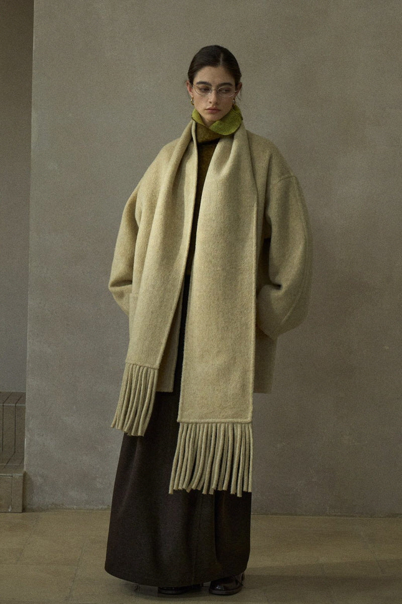 Reversible Tassel-Scarf Duffle Jacket