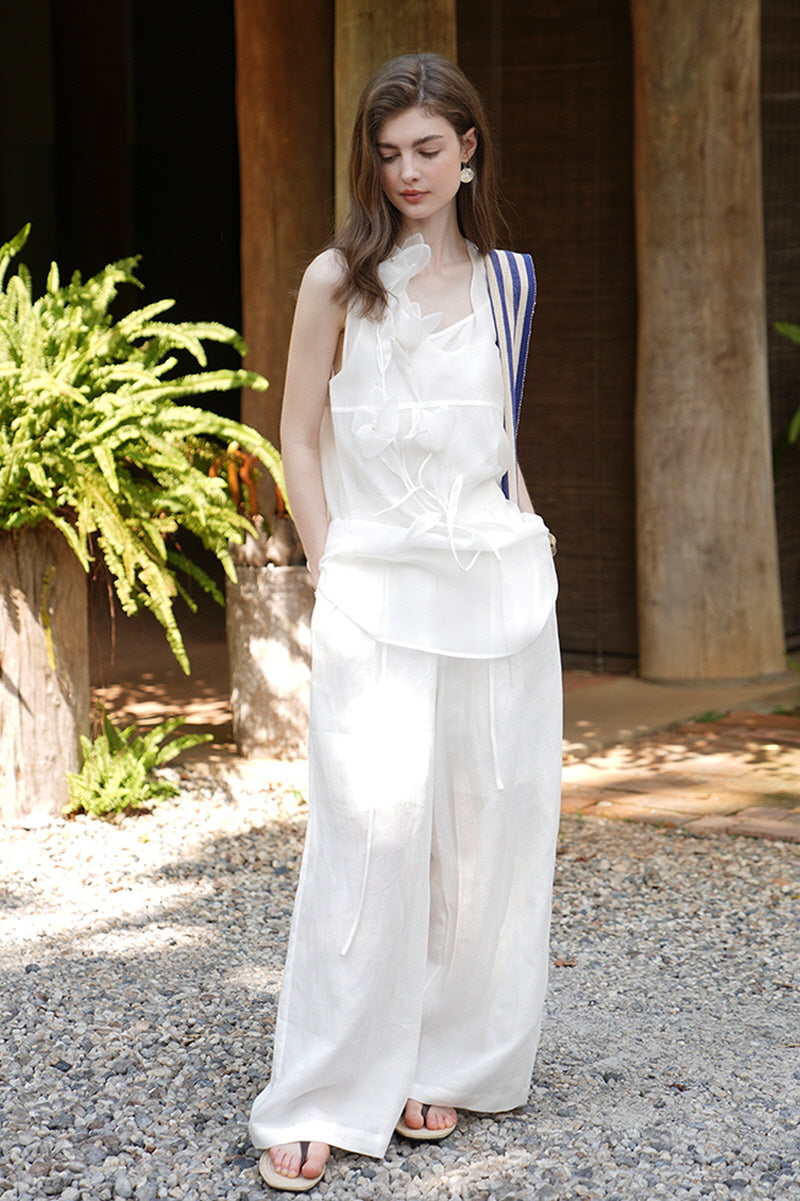 Pleated Wide-Leg Trousers