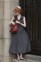 Big Lapel Sleeveless Dress