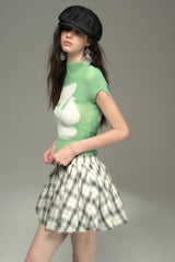 Pleated Check Flying Pigeon T-Shirt