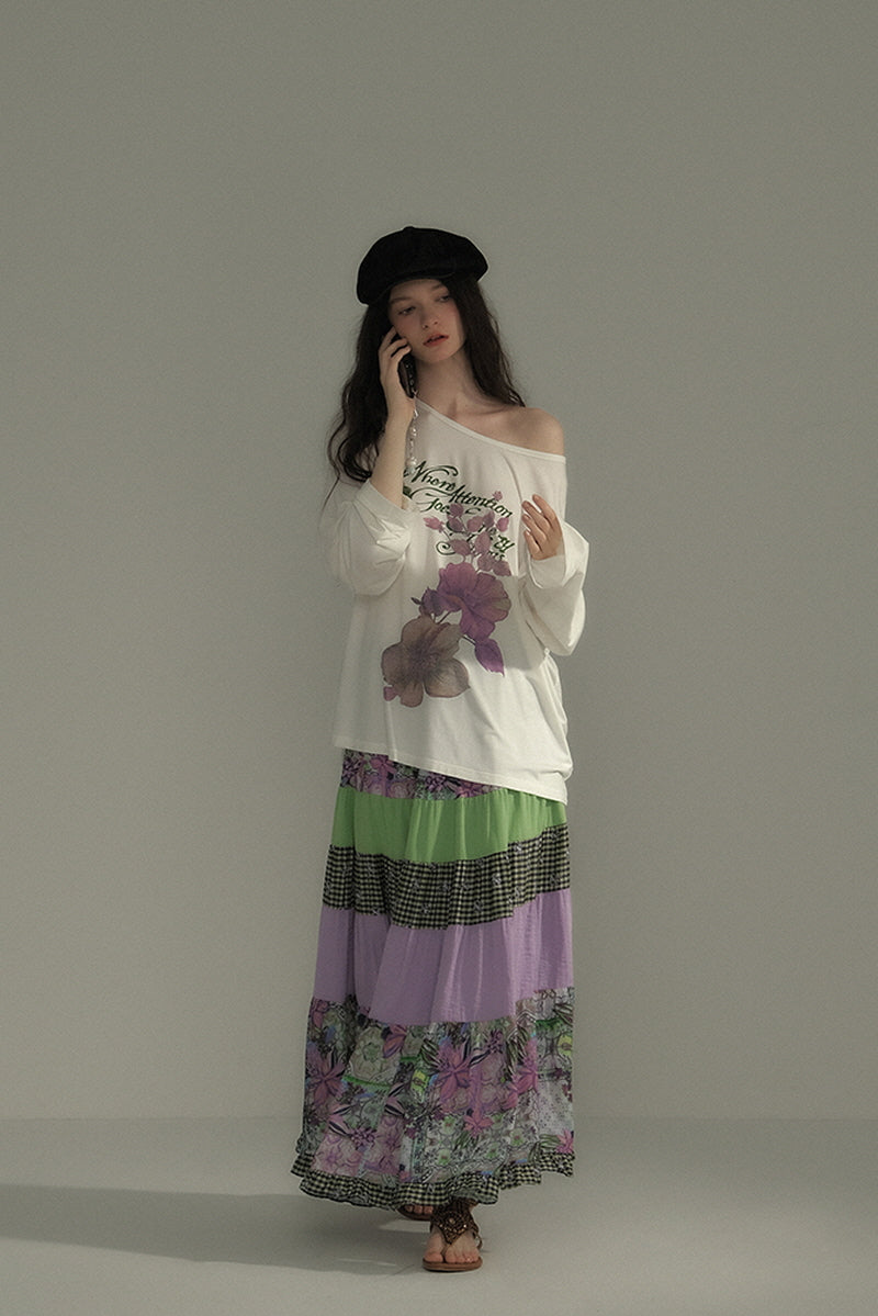 Layered Patchwork Vintage Long Skirt