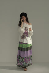 Layered Patchwork Vintage Long Skirt