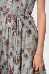 Ruffle Print Sleeveless Vest Dress