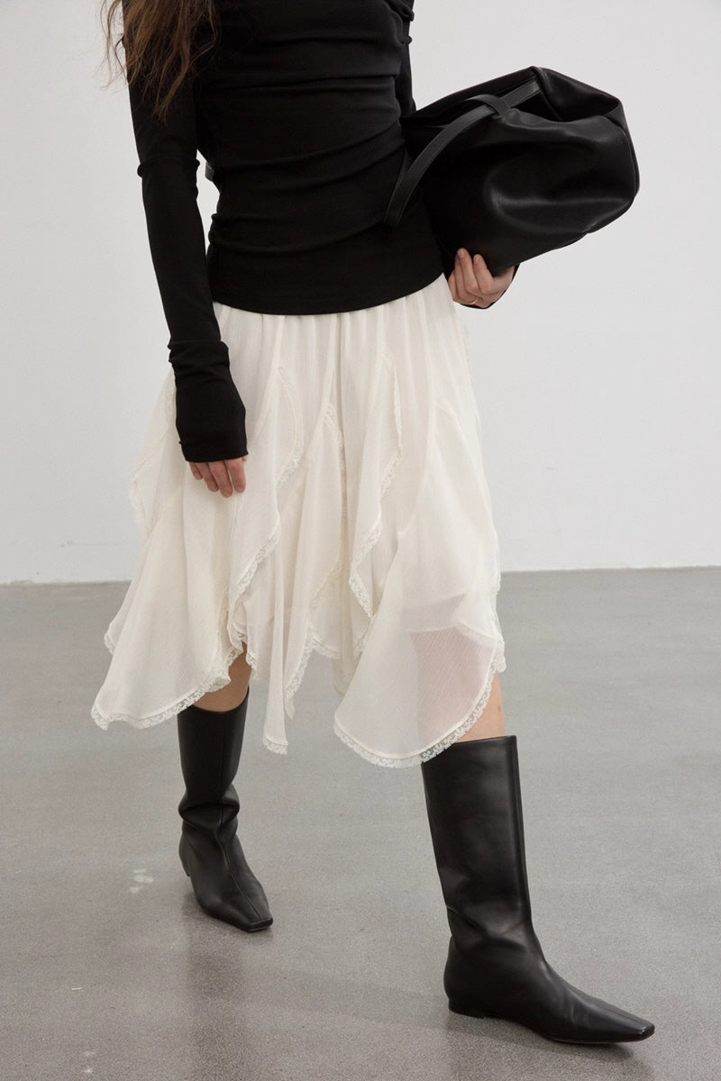 Irregular Lace Stitching Slim Skirt