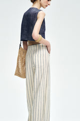 High-Waisted Curved Wide-Leg Pants
