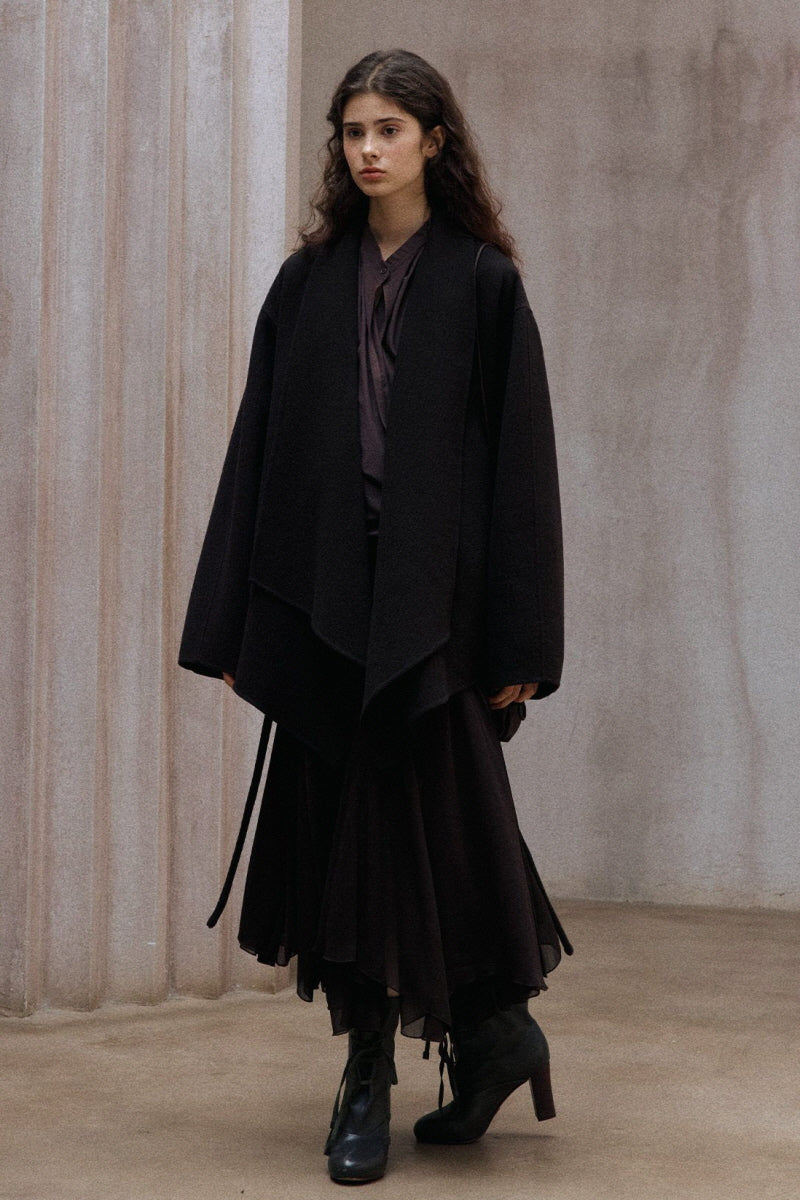 Reversible Tweed Long Coat