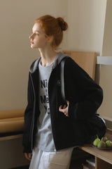 Check Patchwork Hooded Sweatshirt Jacket