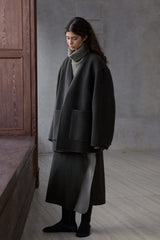 Long Scarf-Collar Two-Piece Reversible Jacket