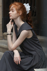 Big Lapel Sleeveless Dress