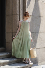 Gradient Pleated Halterneck Dress