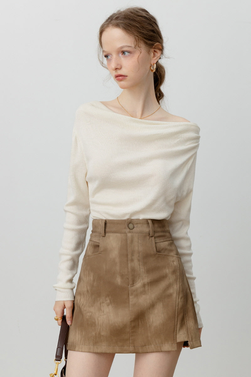 French One-Shoulder Swing Knit