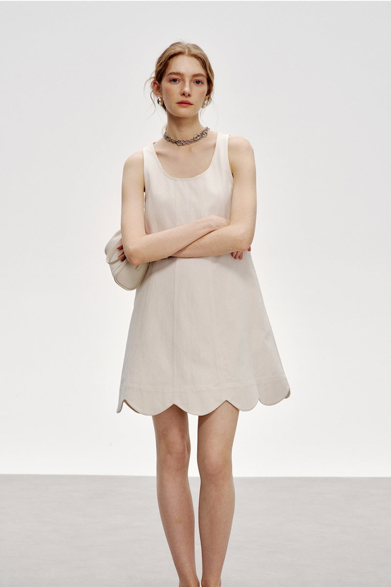 Petal Hem Sleeveless Vest Dress