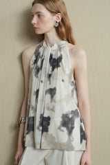 Twisted Pleated Halterneck Vest