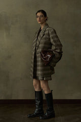 Retro Plaid Wide-Shoulder Suit Jacket
