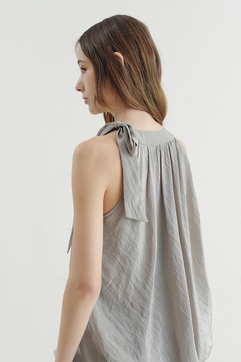 Lace-Up Streamer Halterneck Vest Top