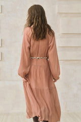 Ruffled V-Neck Long Dress