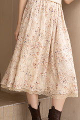 Lace Spliced Elastic Skirt