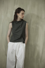 French Stand Collar Sleeveless Blouse