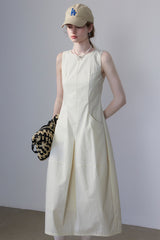 French Solid Color Pocket Dress