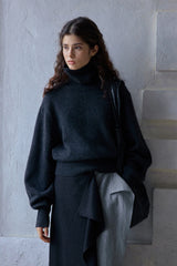 Relaxed Batwing Turtleneck Sweater