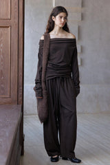Pleated Wide-Leg Slacks