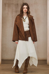 Irregular Waist-Seal Midi Skirt