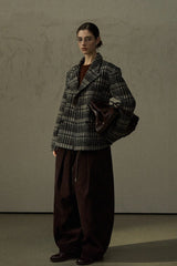 Gun Lapel Check Reversible Wool Jacket