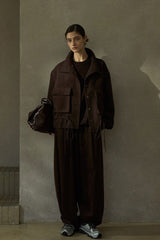 Stand-Up Collar Drawstring Short Jacket