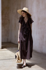 Ruffle Drape Sleeveless Dress