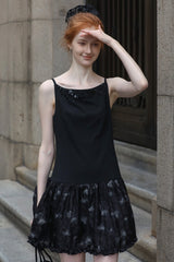 Beaded Spliced Slip Dress