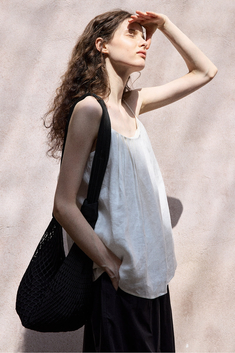 Pleated Suspender Backless Top