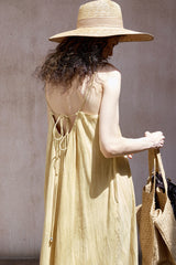 Pleated Backless Slip Dress