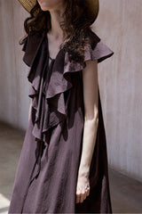 Ruffle Drape Sleeveless Dress