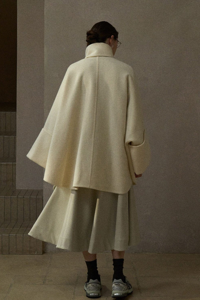 Rabbit-Ear Collar Bat-Sleeve Coat