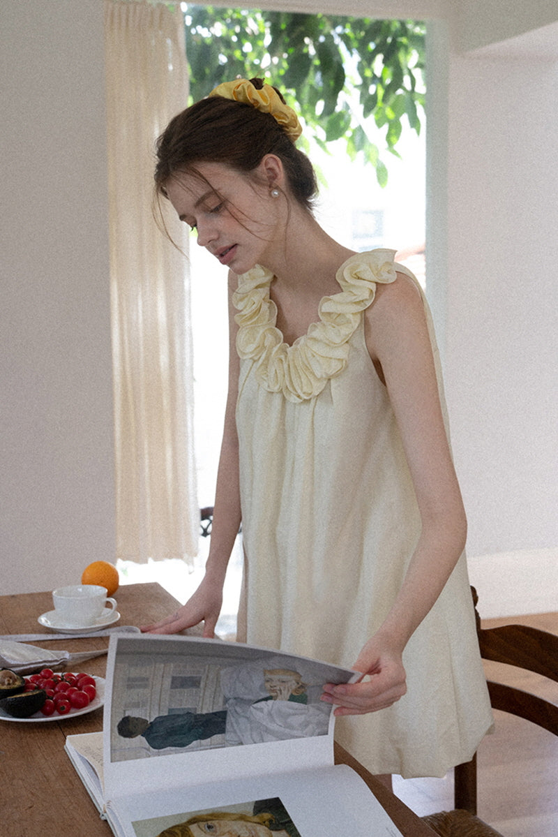 Three-Dimensional Lace Collar Puffy Dress