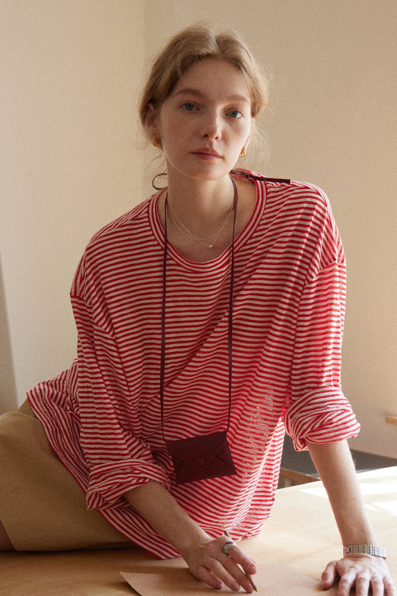Relaxed Crewneck Striped Pullover