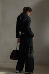 Pit Stripe Ribbed Hooded Scarf Top