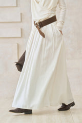 Pleated High-Waist Midi Skirt