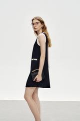 Contrast Back Bow Short Dress