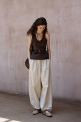 Washed Wide-Leg Slacks