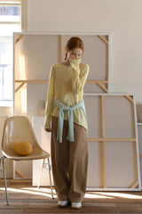 High Waist Wide-Leg Scimitar Pants