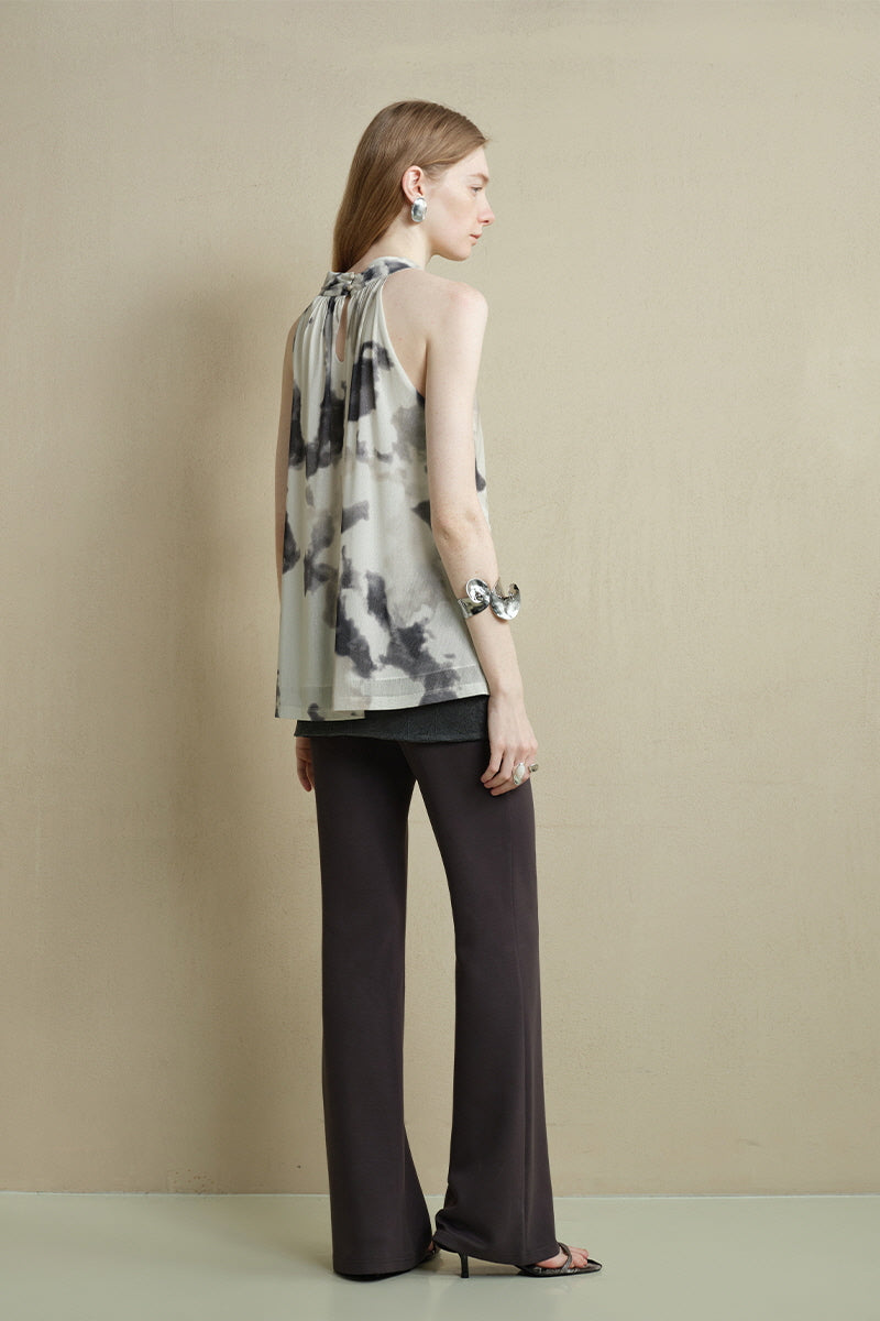 Twisted Pleated Halterneck Vest