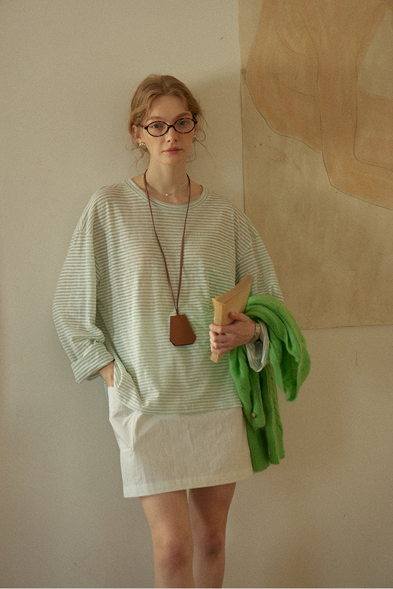Relaxed Crewneck Striped Pullover