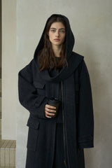 Hooded Lapel Loose Long Coat