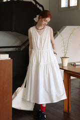 Drawstring V-Neck Sleeveless Long Dress