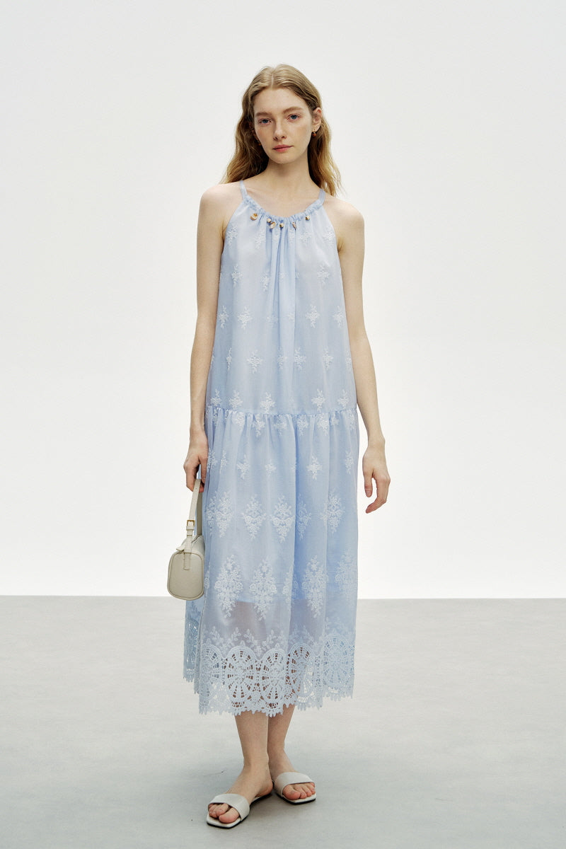 Beaded Halterneck Sleeveless Dress