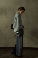 Lapel Loose Dropped Shoulder Sweatshirt
